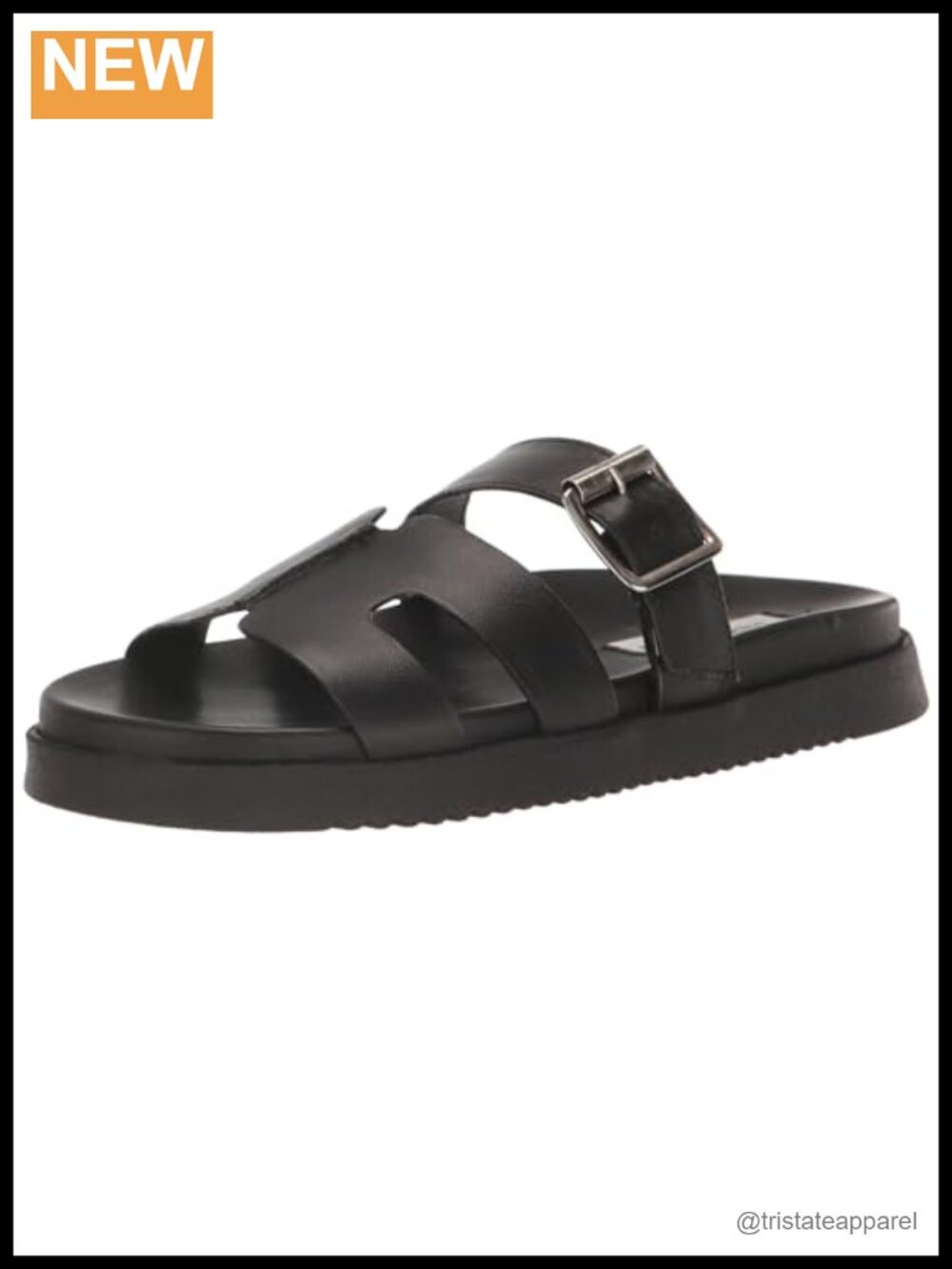 Steve Madden Mayhem Open Toe Slide Sandal Leather Cushioned Buckle